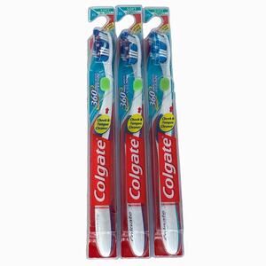 Colgate 360 Toothbrushes Soft Three Blue Purple Clean Cheek Tough Cleaner Whole
